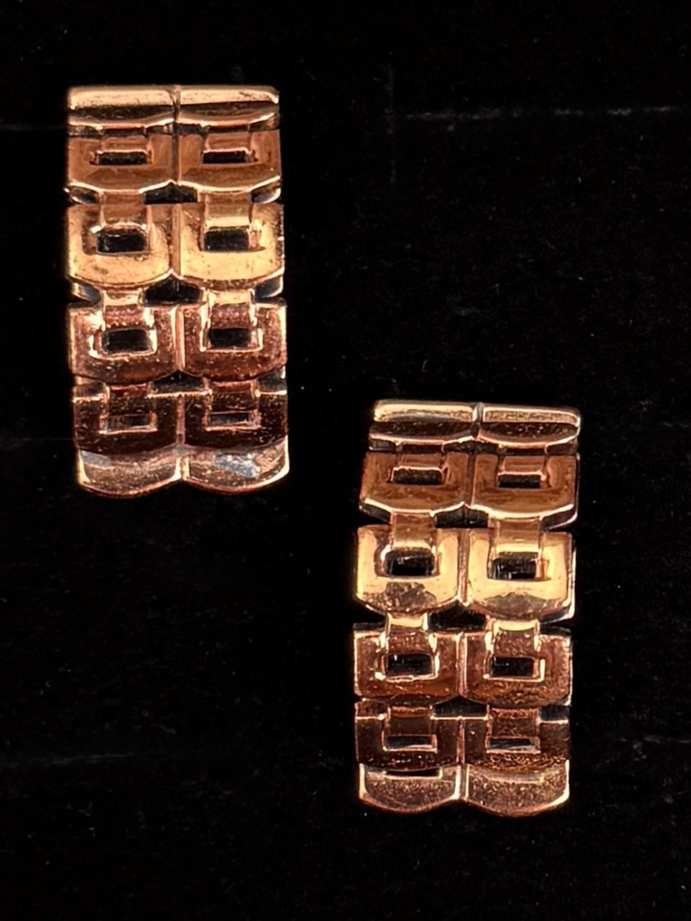 Vintage Renoir Copper Geometric MCM Clip On Earrings Mid Century - Picture 5 of 9